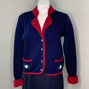 Vintage Hand Embroidered Susan Bristol Wool Cardigan